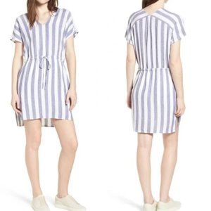 Rails Wren Seattle Stripe Linen Blend Drawstring Waist Dress